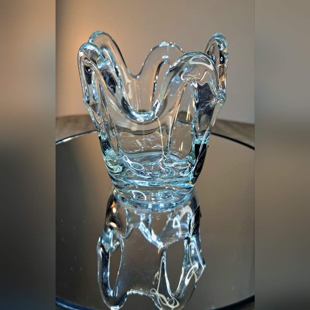 Jozefina Krosno Clear Glass Art Candle Holder or Decorative Vase - Picture 4 of 9